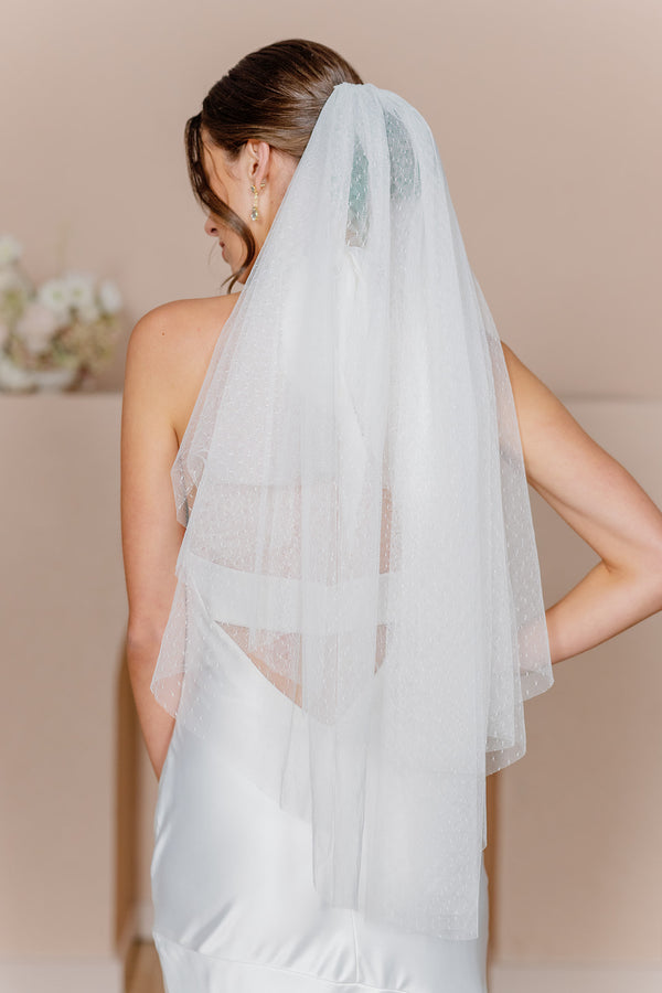 Revelry Dot Tulle Fingertip Veil