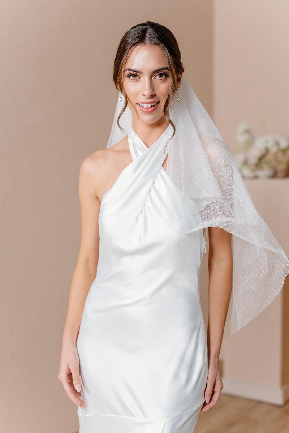 revelry Dot Tulle Fingertip Veil