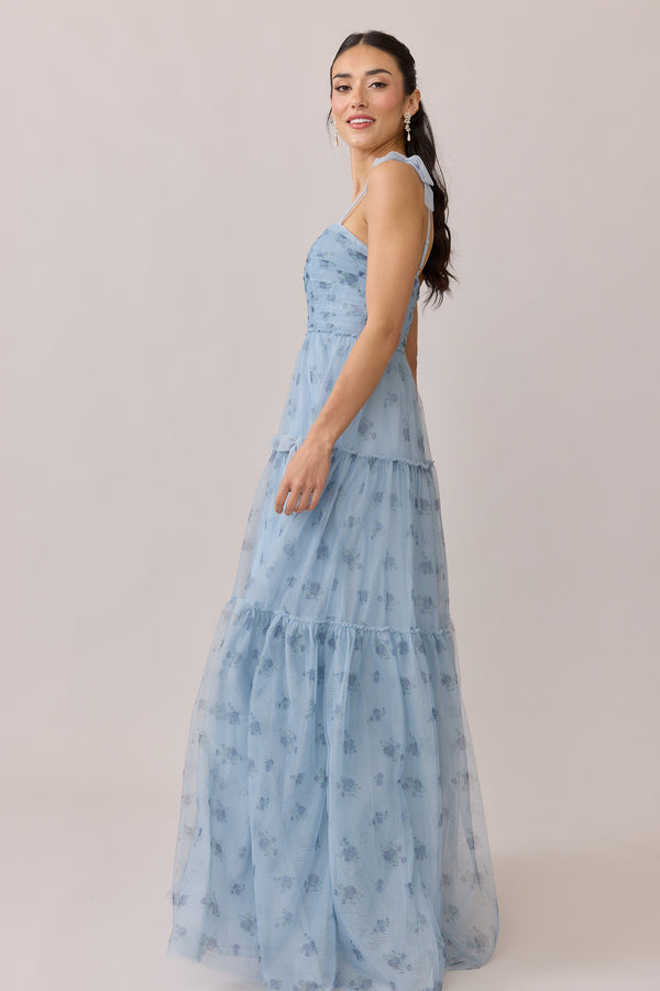 Revelry Eloise Tulle Floral Print Dress