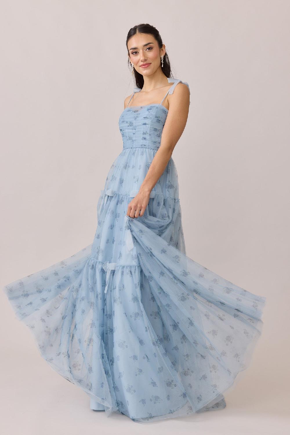 revelry Eloise Tulle Floral Print Dress