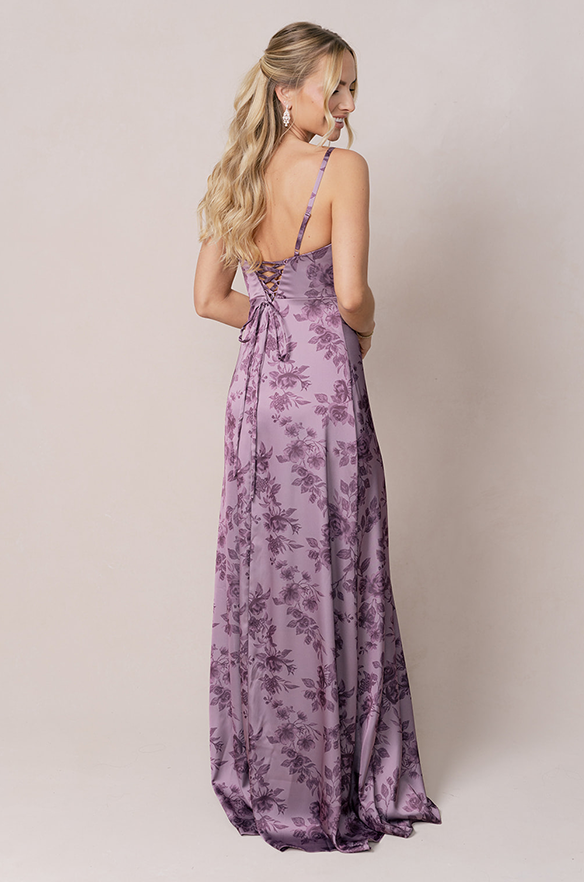 Revelry Ember Satin Floral Print Dress