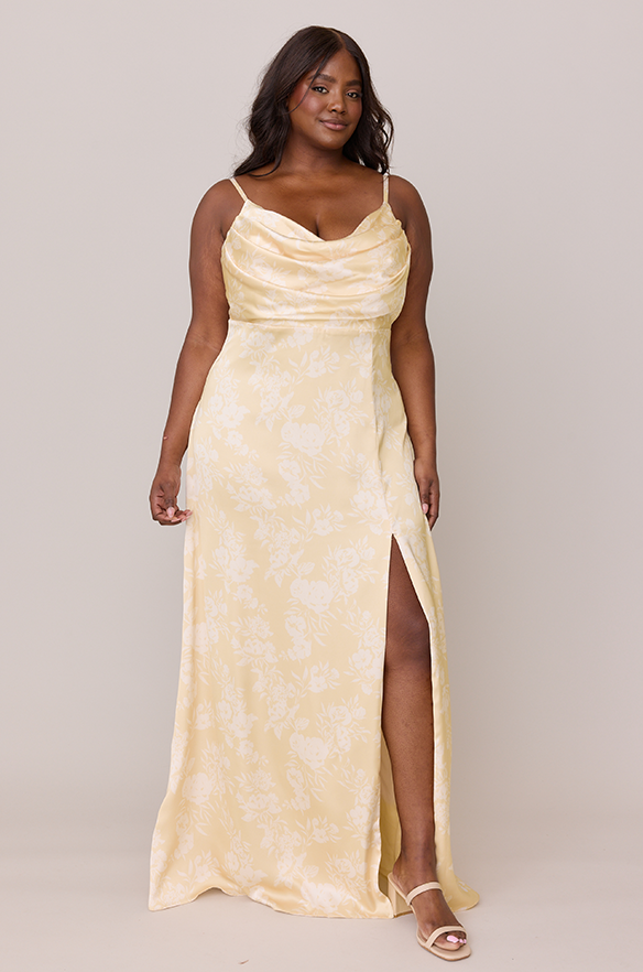 revelry Ember Satin Floral Print Dress