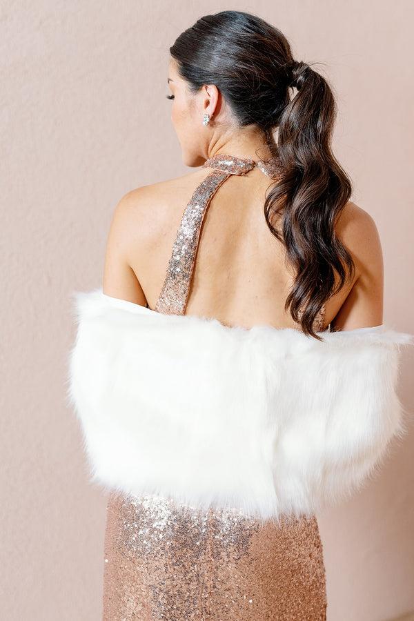 Revelry Faux Fur Shrug White