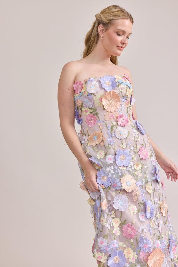 Revelry Flora Appliqué Dress Pastel Multi