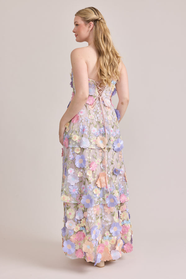 Revelry Flora Appliqué Dress Pastel Multi