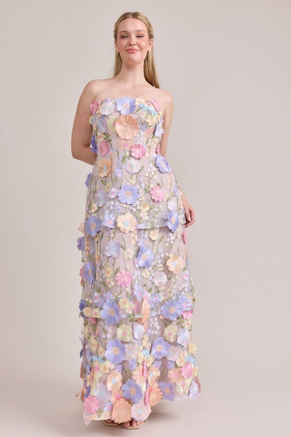 Revelry Flora Appliqué Dress Pastel Multi