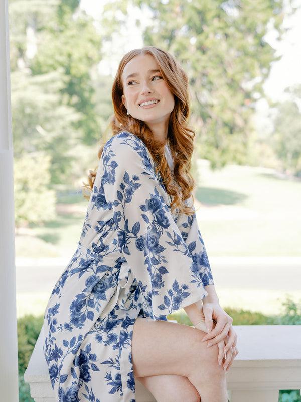 Revelry Getting Ready Satin Floral Print Robe