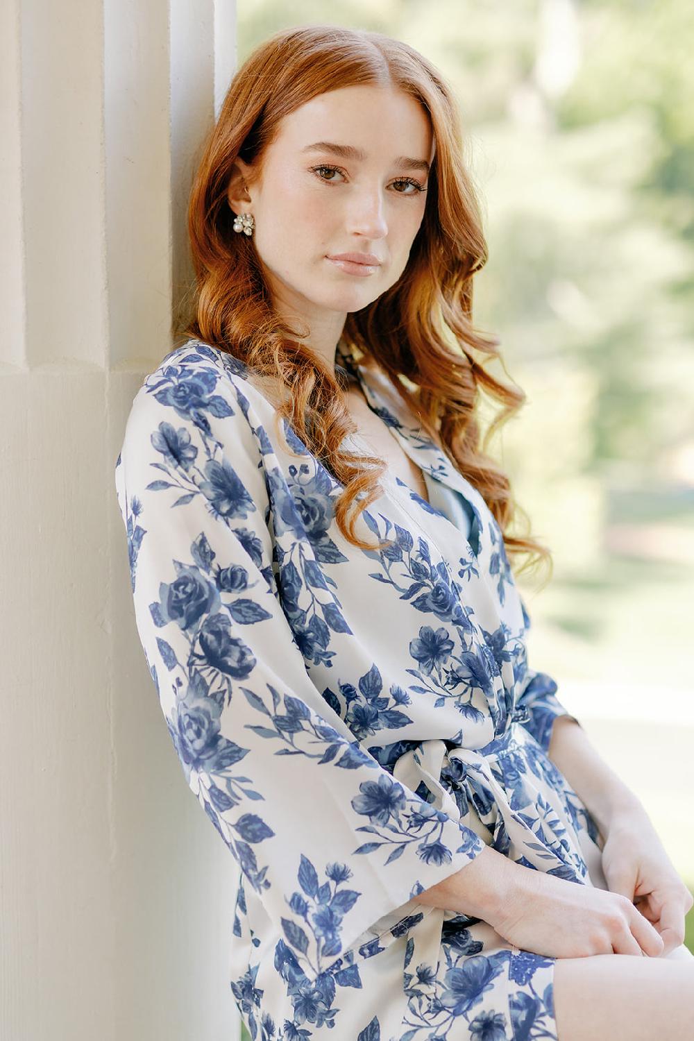 revelry Getting Ready Satin Floral Print Robe