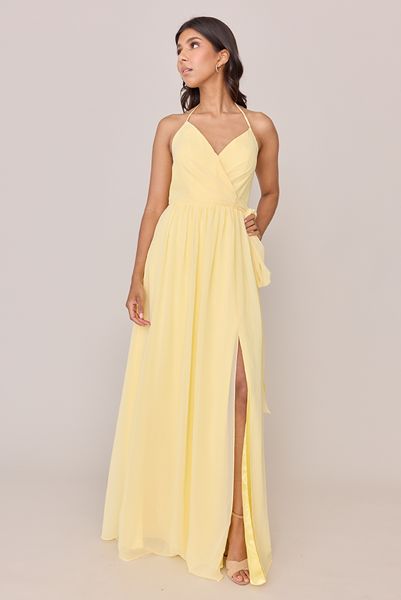 revelry Hannah Chiffon Faux Wrap Dress
