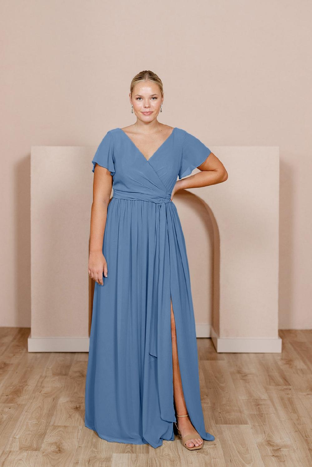 revelry Harper Chiffon Faux Wrap Dress