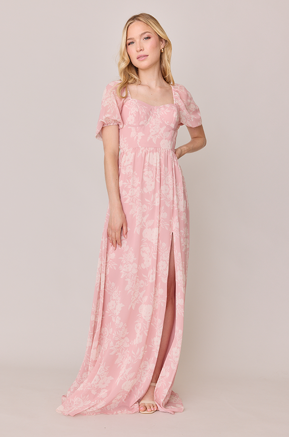 Revelry Isabella Chiffon Floral Print Dress