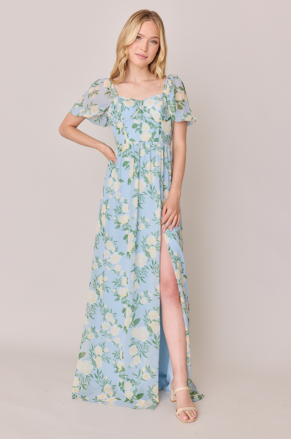 revelry Isabella Chiffon Floral Print Dress