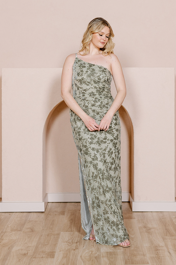 Revelry Jade Floral Burnout Velvet Dress