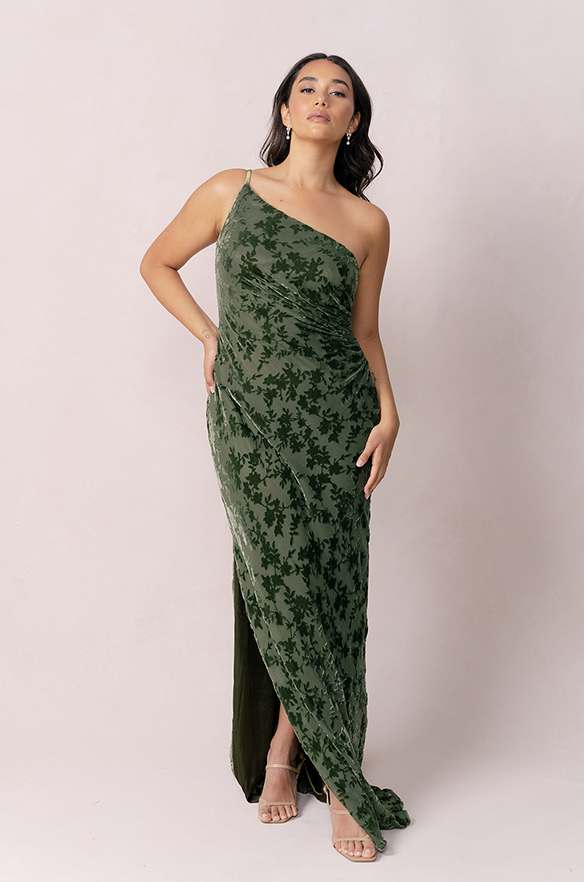revelry Jade Floral Burnout Velvet Dress