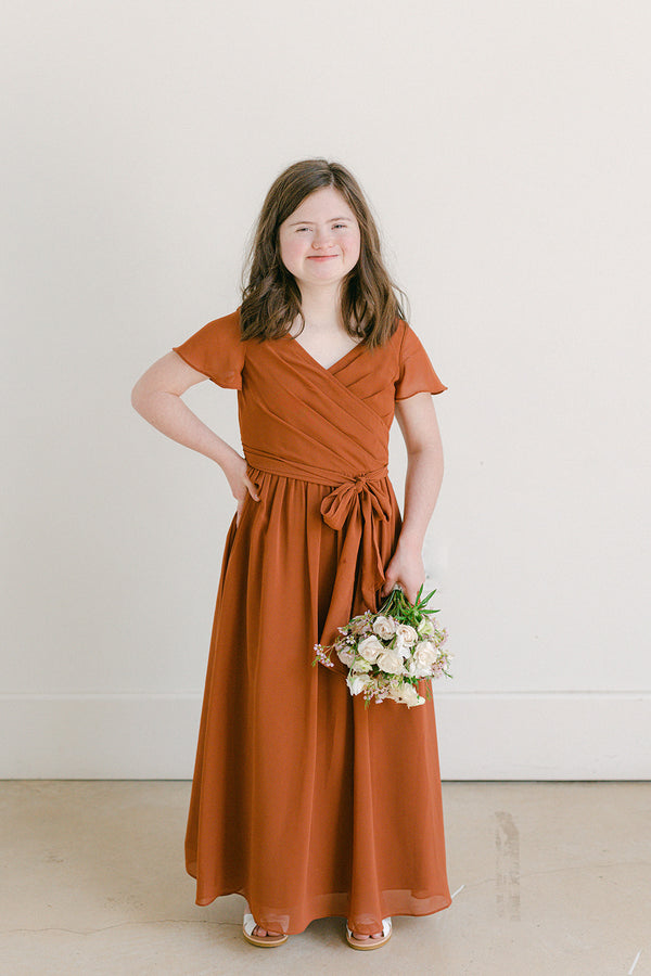 Revelry Juniors Harper Chiffon Faux Wrap Dress