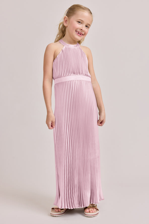 Revelry Juniors Mazie Satin Pleated Dress