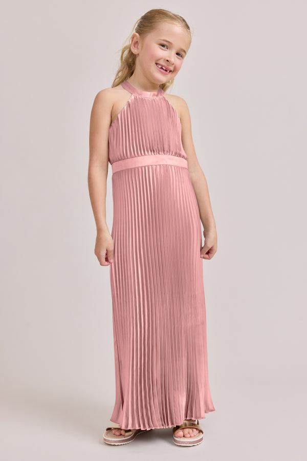 Revelry Juniors Mazie Satin Pleated Dress