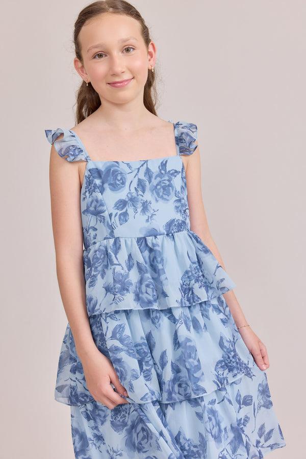 Revelry Juniors Poppy Chiffon Floral Print Dress