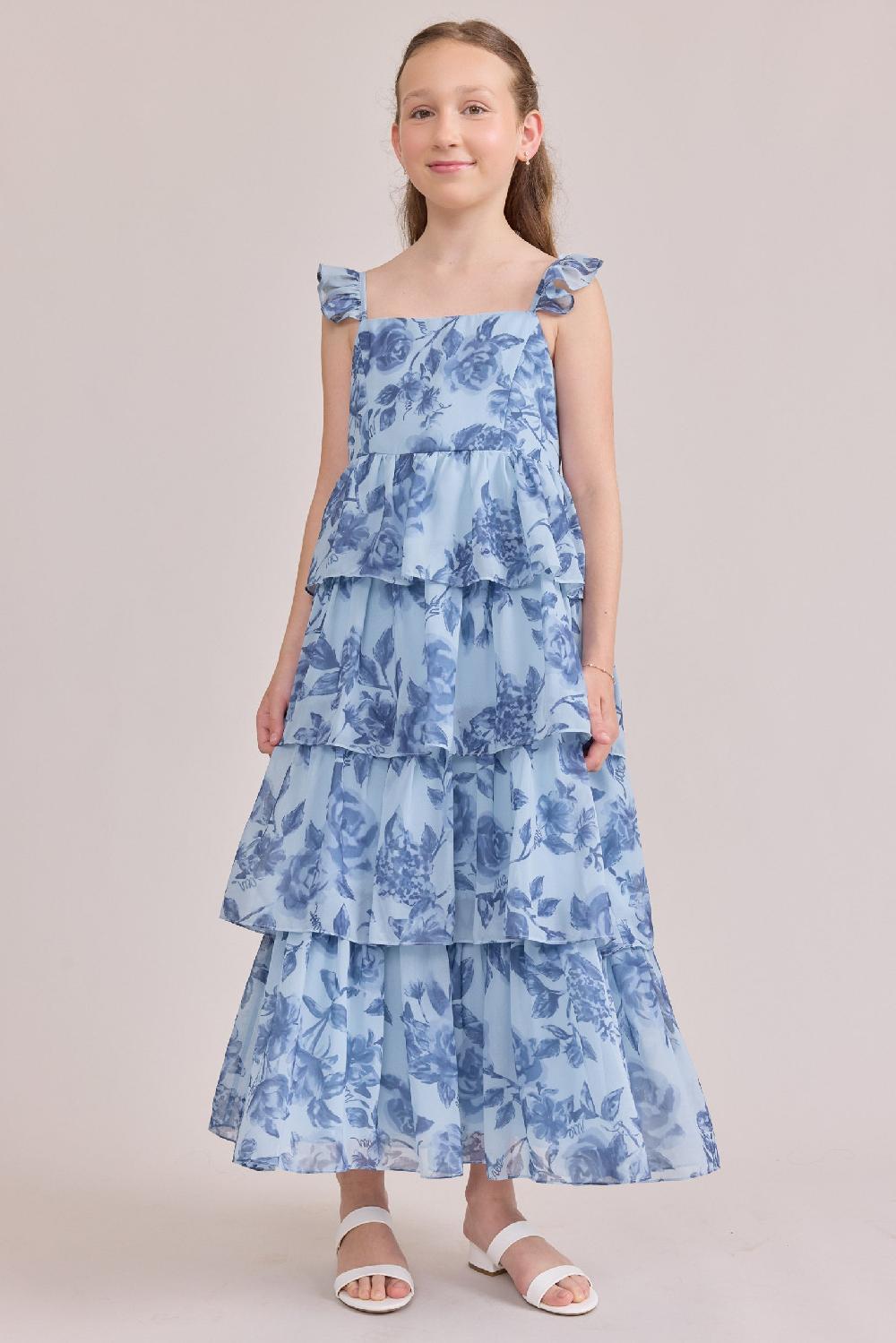 revelry Juniors Poppy Chiffon Floral Print Dress