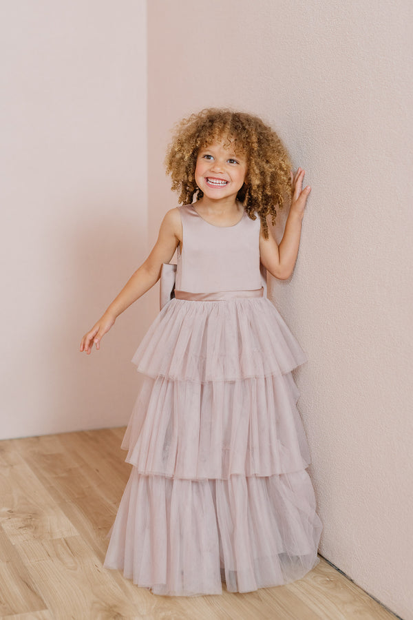 Revelry Kids Breely Satin + Tulle Dress