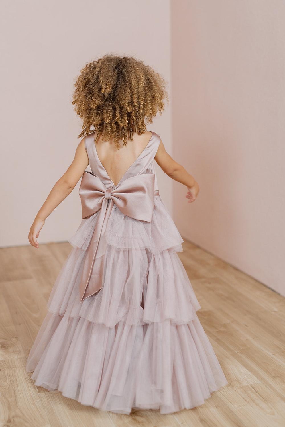 revelry Kids Breely Satin + Tulle Dress