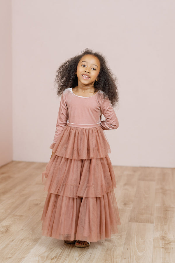 Revelry Kids Dottie Velvet + Tulle Dress