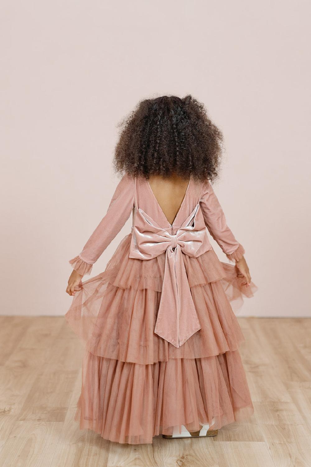 revelry Kids Dottie Velvet + Tulle Dress