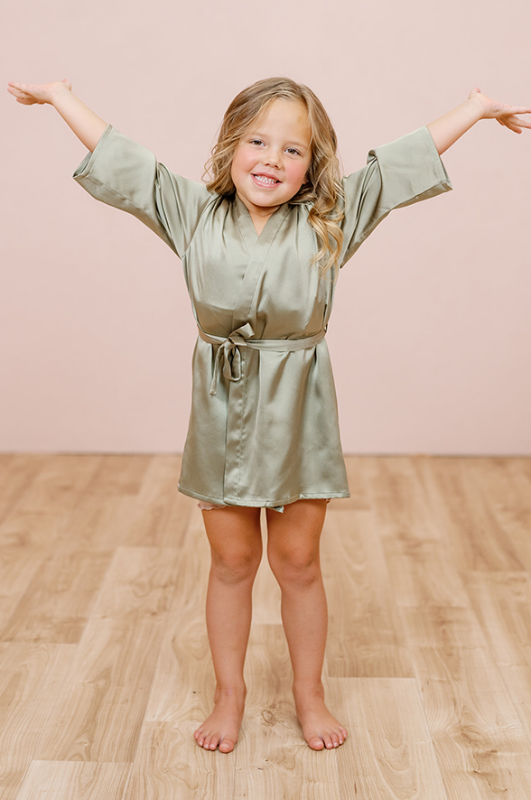 Revelry Kids Getting Ready Satin Floral Print Robe