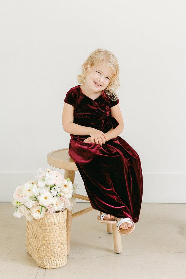 Revelry Kids Harper Faux-Wrap Velvet Dress