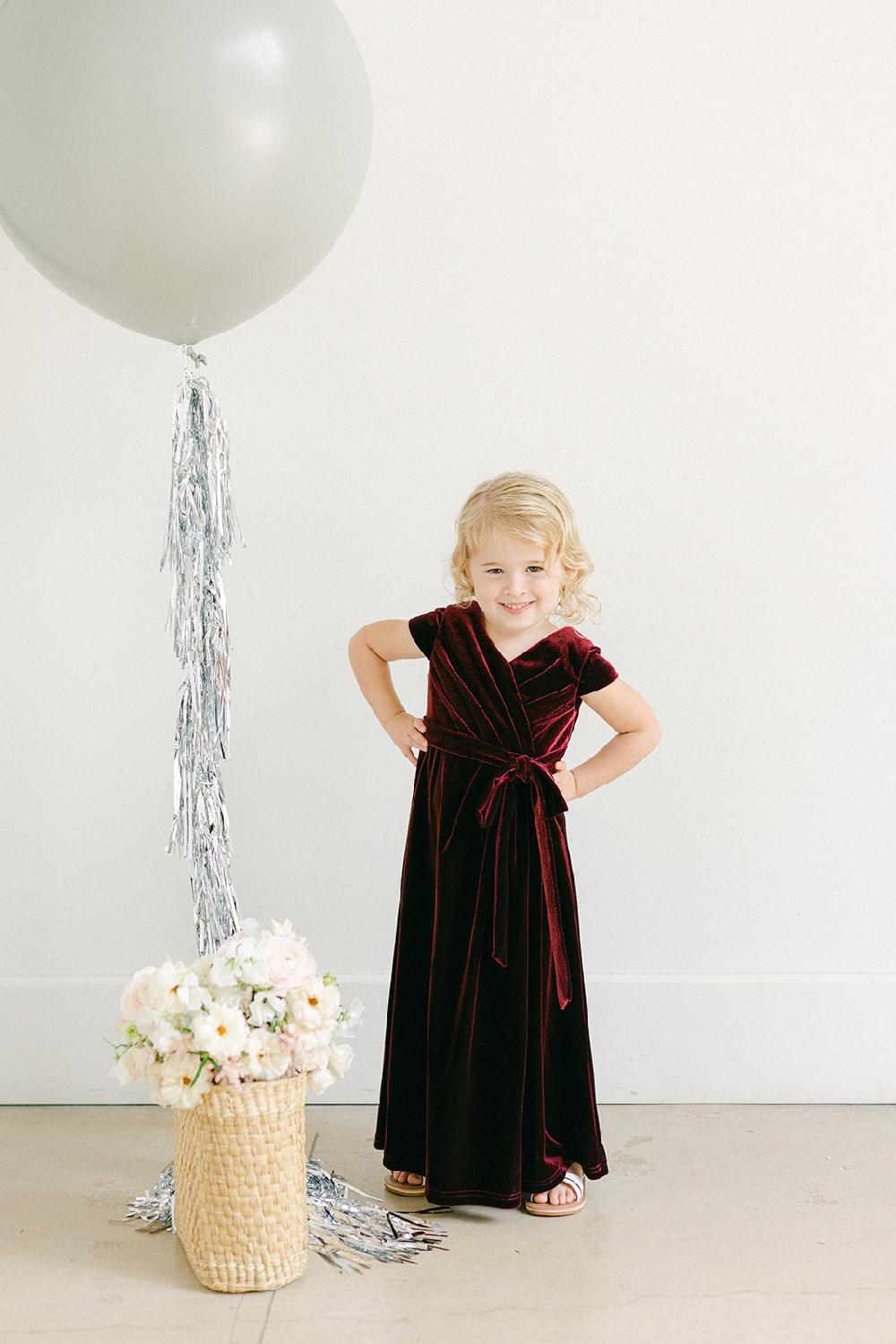 revelry Kids Harper Faux-Wrap Velvet Dress