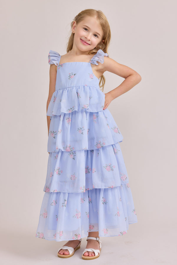 Revelry Kids Poppy Chiffon Floral Print Dress