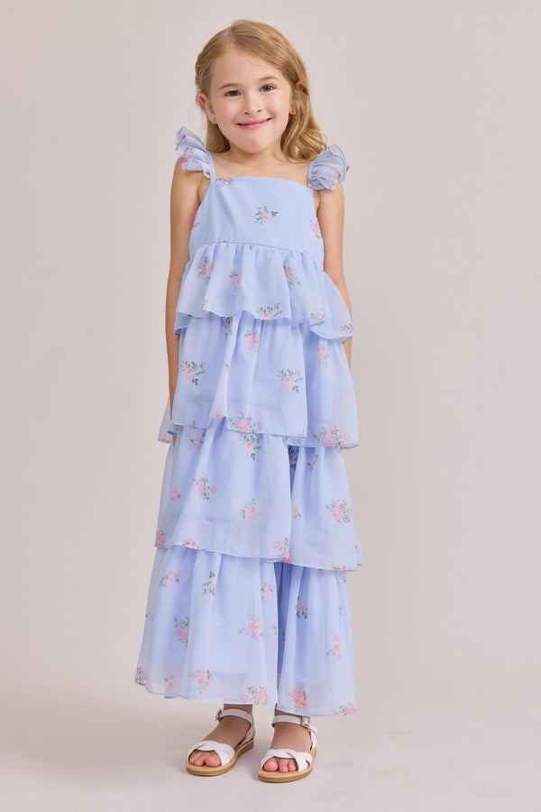Revelry Kids Poppy Chiffon Floral Print Dress