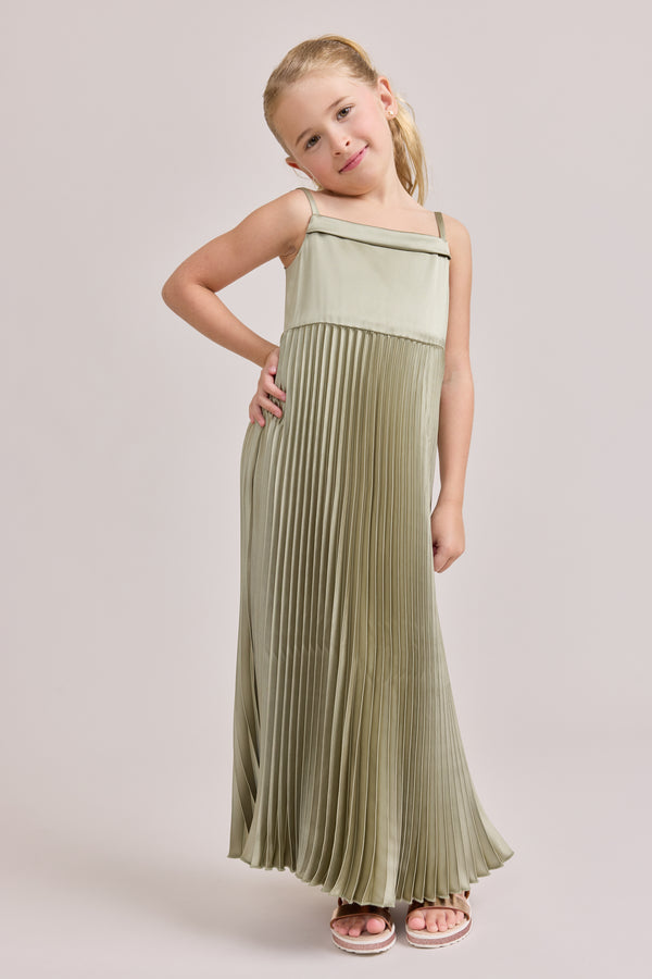 Revelry Kids Saylor Satin Pleated Dress