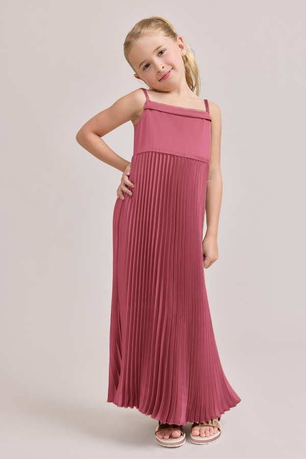 Revelry Kids Saylor Satin Pleated Dress