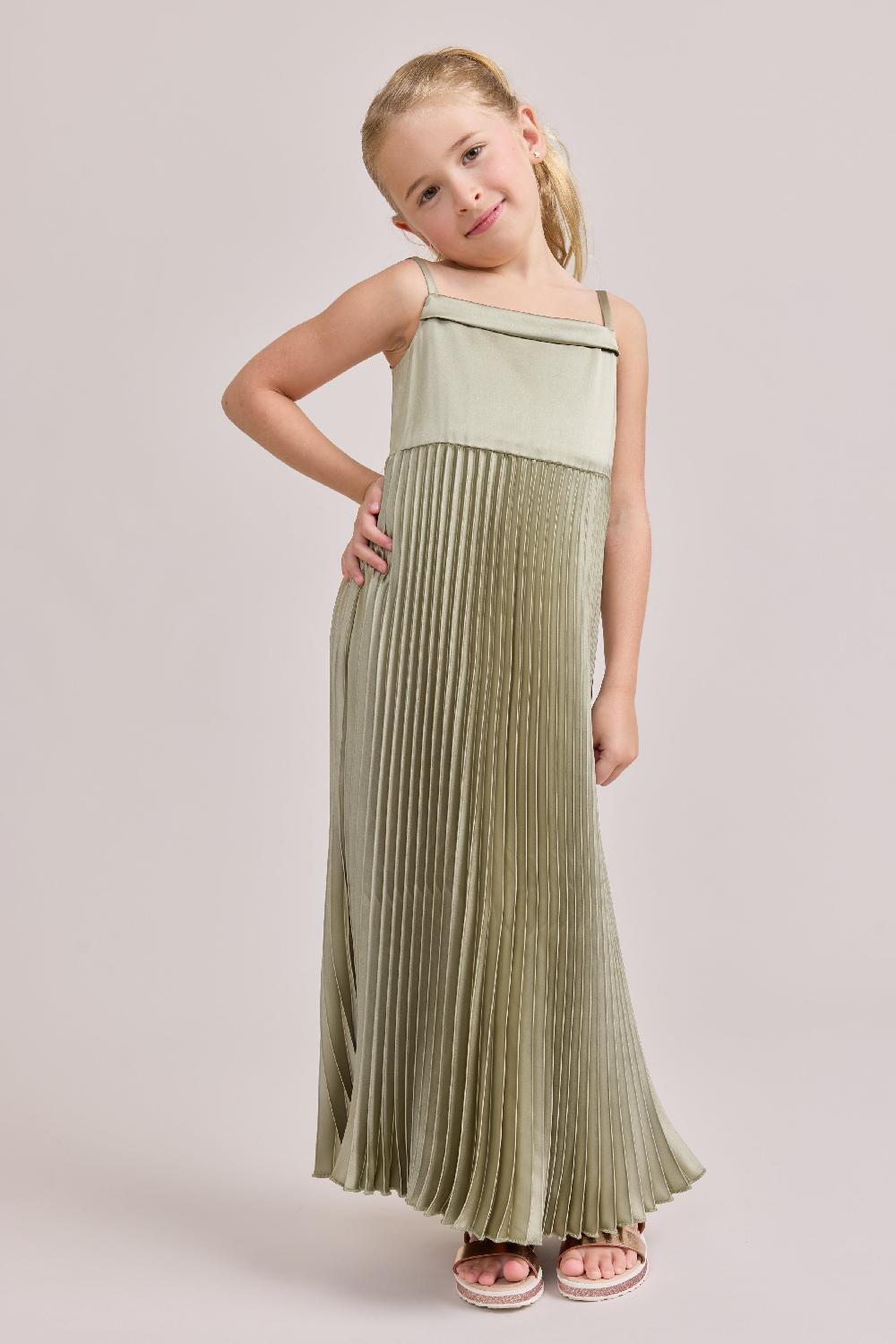 revelry Kids Saylor Satin Pleated Dress
