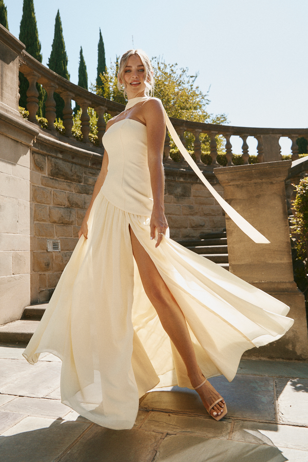 Revelry Lennox Crepe + Chiffon Dress