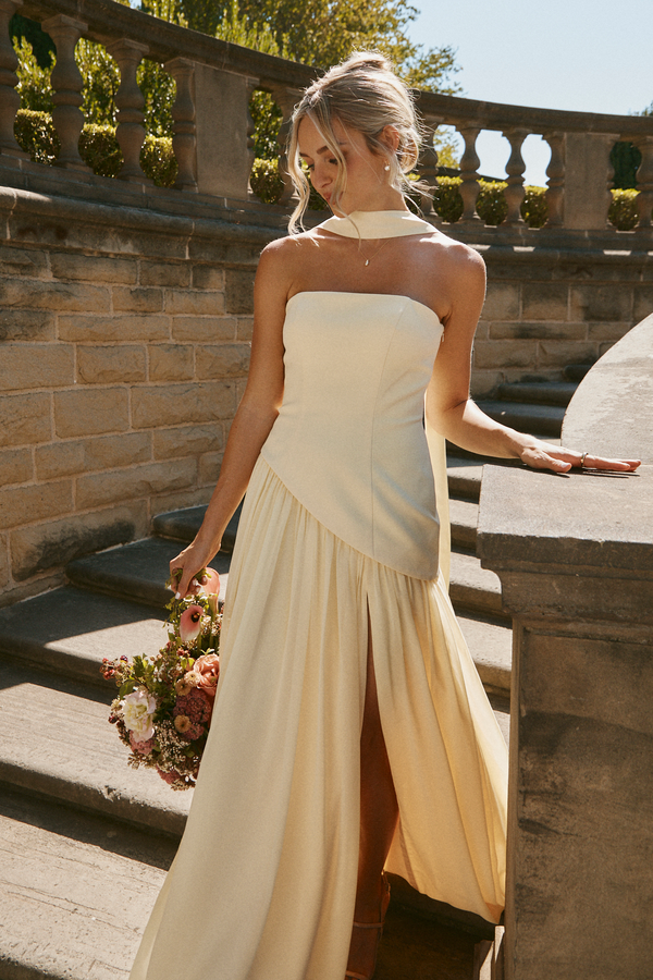 Revelry Lennox Crepe + Chiffon Dress