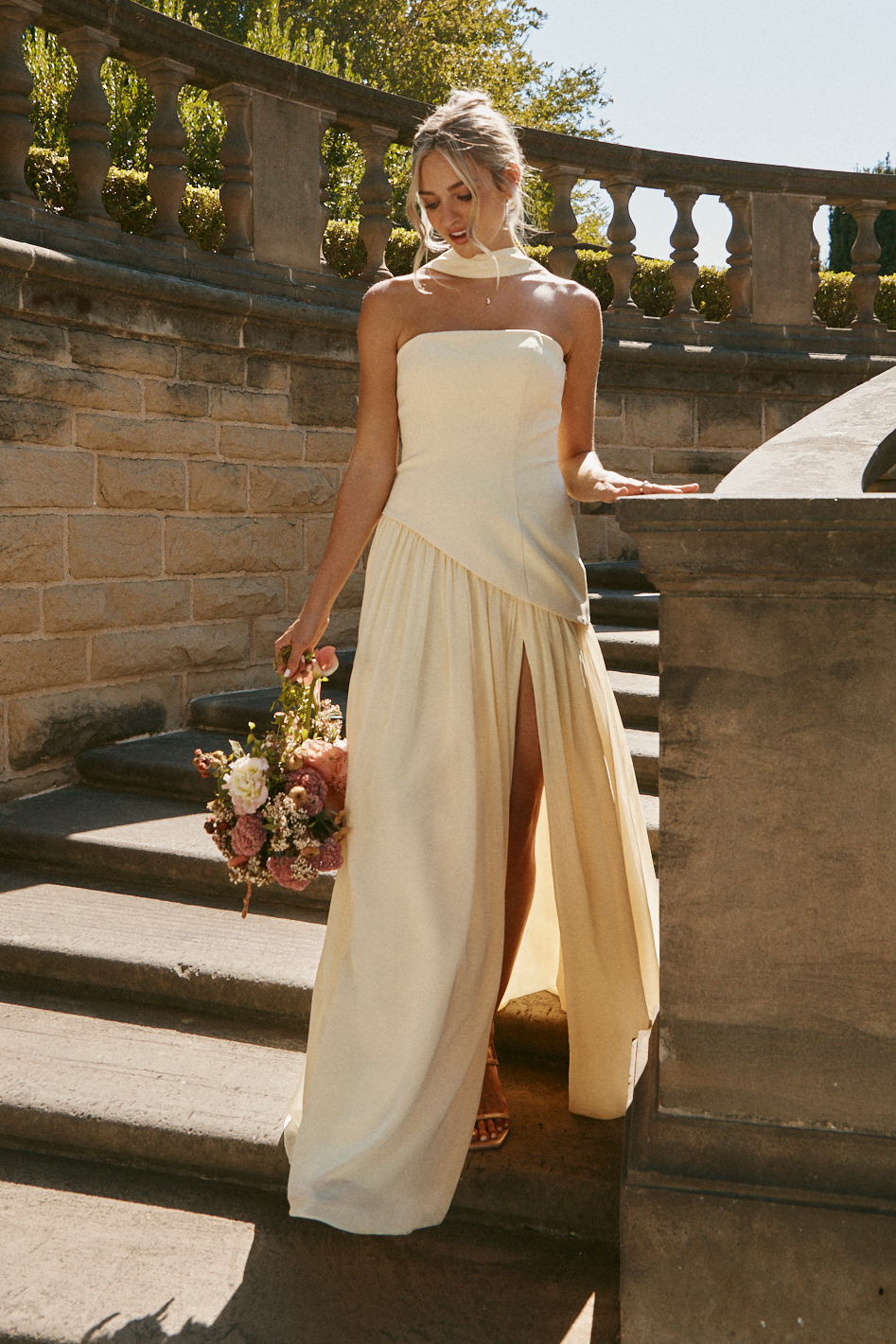 revelry Lennox Crepe + Chiffon Dress