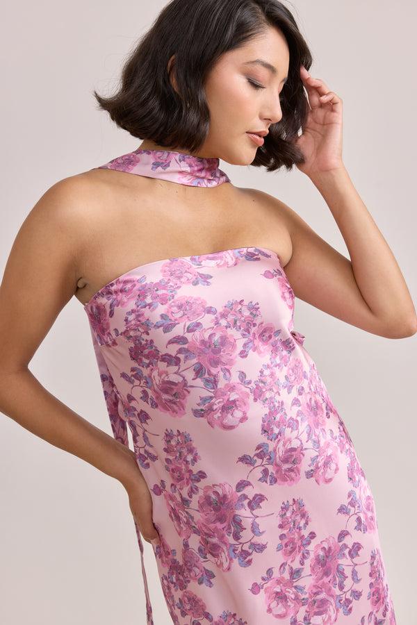 Revelry Leo Satin Floral Print Dress
