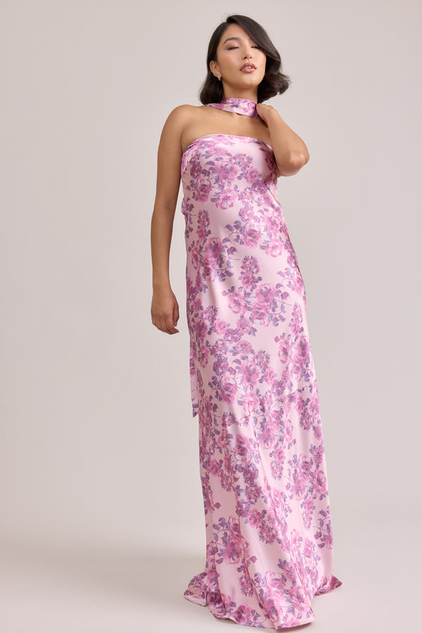 Revelry Leo Satin Floral Print Dress