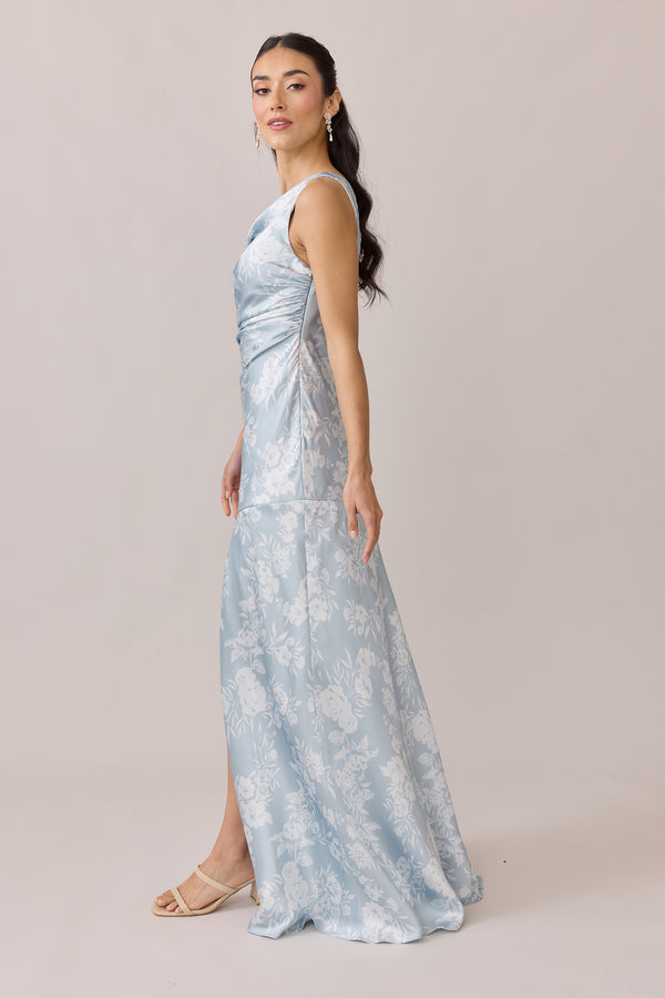 Revelry Livvy Satin Floral Print Dress