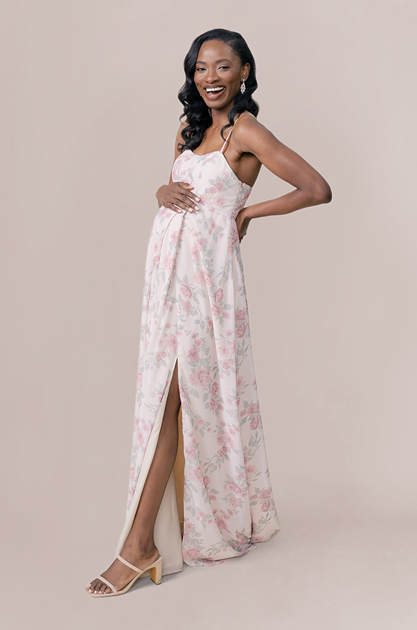 Revelry Maternity Nova Chiffon Floral Print Dress
