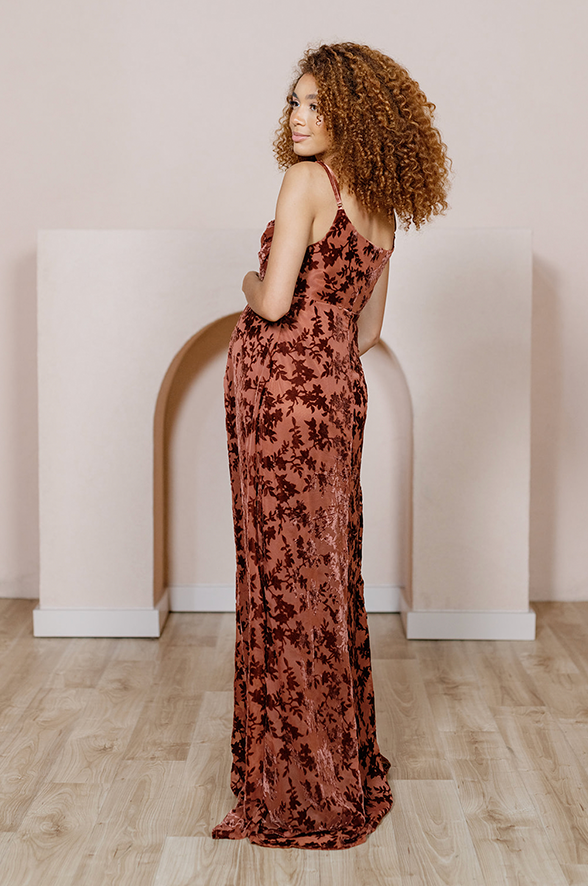 Revelry Maternity Skye Floral Burnout Velvet Dress
