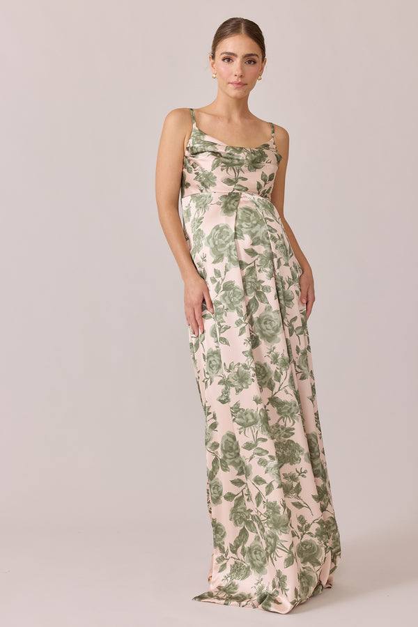 Revelry Maternity Skye Satin Floral Print Dress