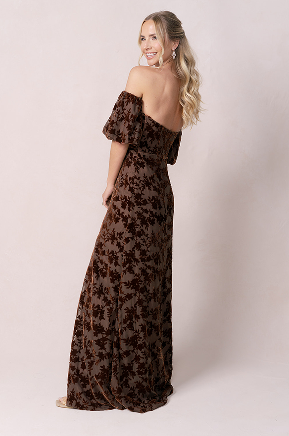 Revelry Mona Floral Burnout Velvet Dress