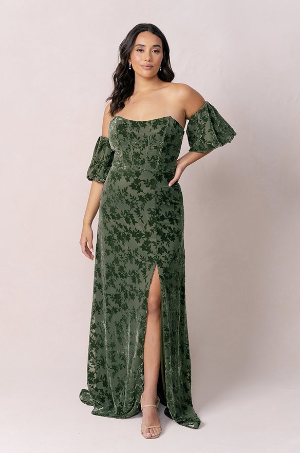 Revelry Mona Floral Burnout Velvet Dress