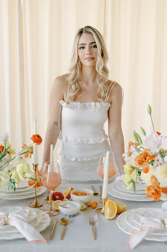 Revelry Natalia Satin Shirring Dress