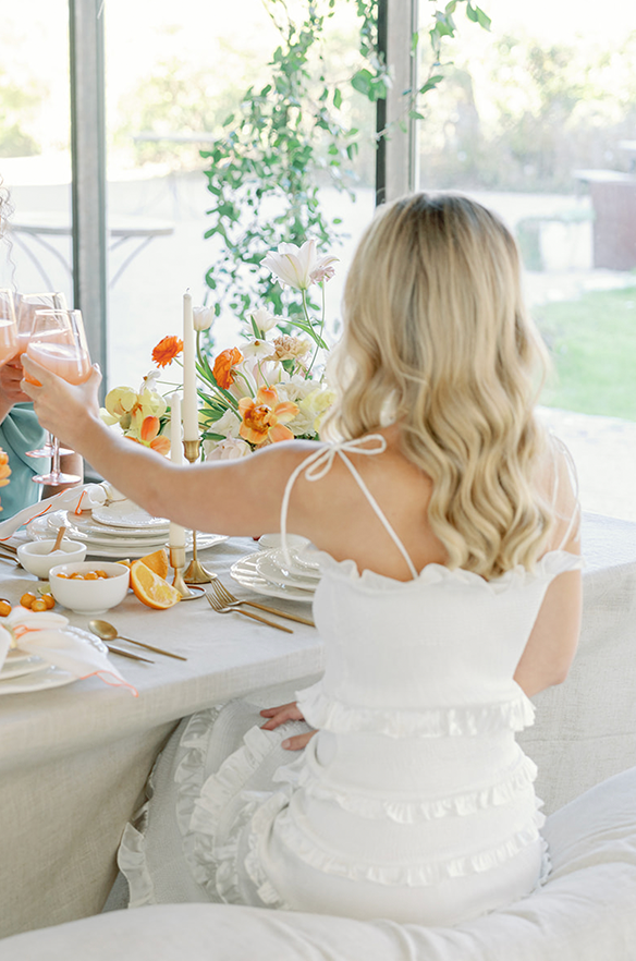 Revelry Natalia Satin Shirring Dress