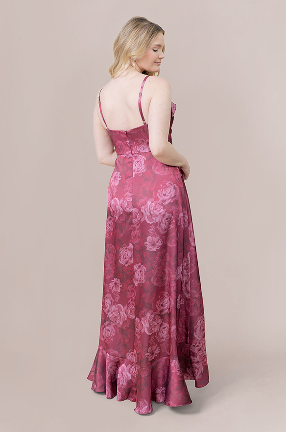 Revelry Paloma Satin Floral Print Dress