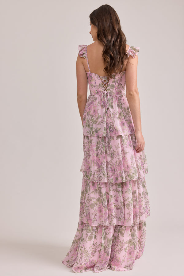 Revelry Poppy Chiffon Floral Print Dress